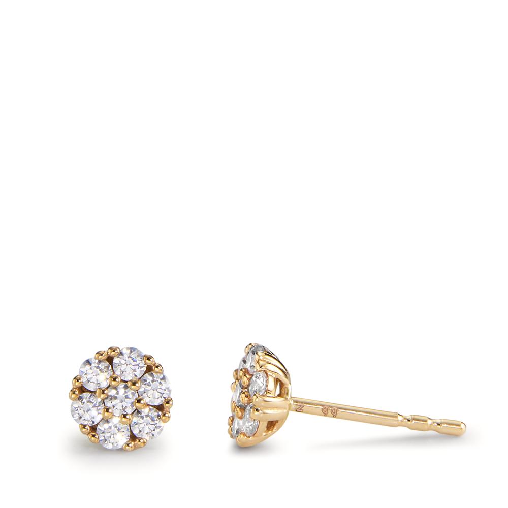 Orecchini a bottone Oro giallo 375/9K Zirconia 14 pietra Ø5.5 mm
