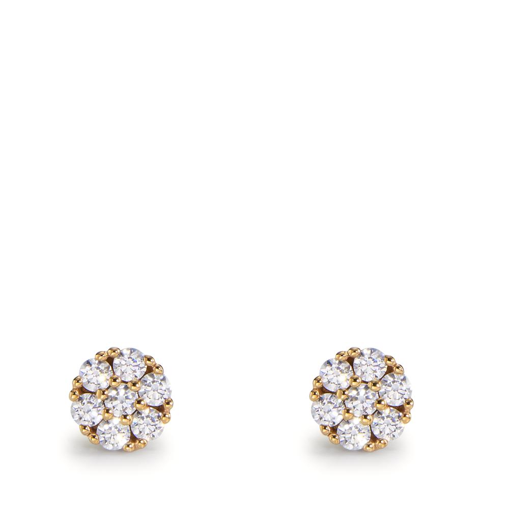 Orecchini a bottone Oro giallo 375/9K Zirconia 14 pietra Ø5.5 mm