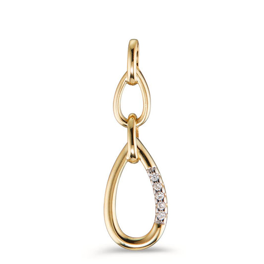 Ciondolo Oro giallo 375/9K Diamante 0.025 ct, 5 pietra, w-si bicolore