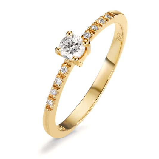 Anello solitario Oro giallo 750/18 carati Diamante bianco, 0.04 ct, 8 pietra, w-si, Diamante bianco, 0.20 ct, [Brillant], w-si