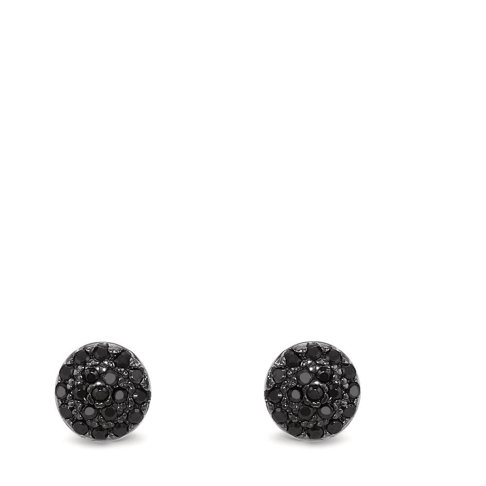 Orecchini a bottone Argento Zirconia nero rodiato Ø6 mm