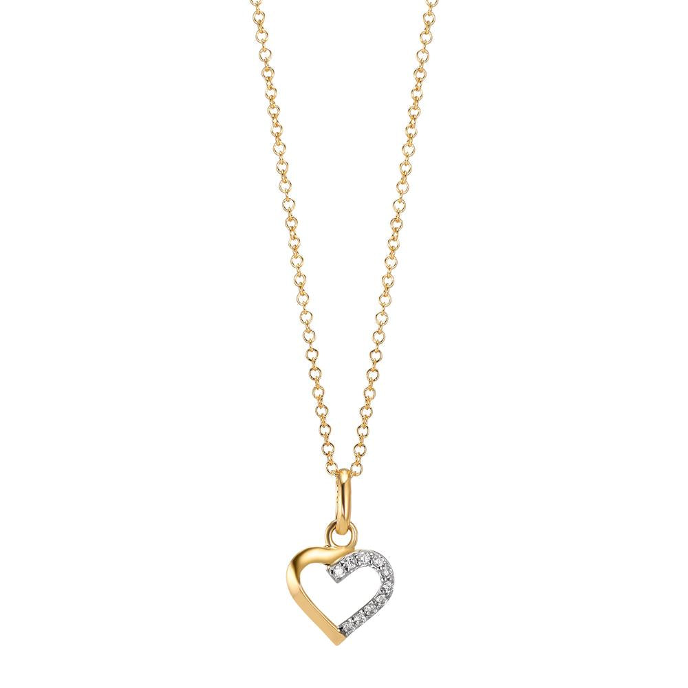Ciondolo Oro giallo 750/18 carati Zirconia 10 pietra Cuore Ø8.5 mm