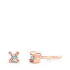 Orecchini a bottone Oro rosso 750/18 carati Diamante 0.01 ct, 2 pietra, w-si Ø3.5 mm