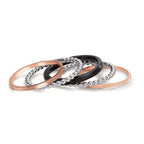 Anello Oro rosso 585/14 kt, Oro bianco 585/14 kt, Carbonio