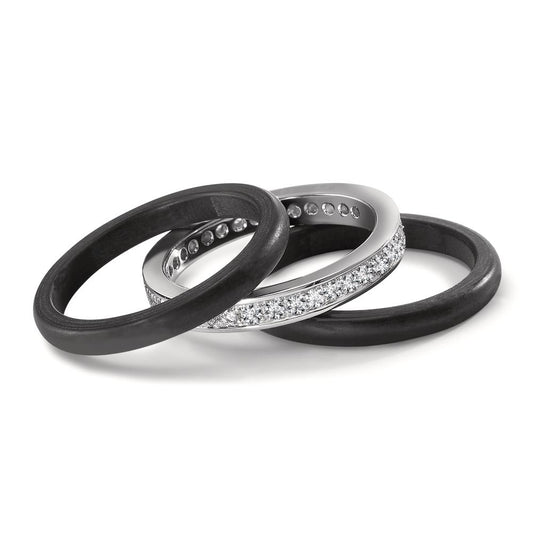 Anello Oro bianco 750/18 carati, Carbonio Diamante 0.50 ct, 35 pietra, w-si