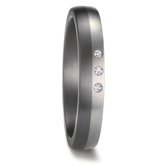 Anello del partner 999 Tantalio, Platino 950 Diamante 0.03 ct, 3 pietra, w-si