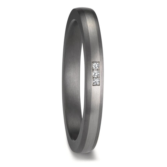 Anello del partner 999 Tantalio, Platino 950 Diamante 0.01 ct, 3 pietra, w-si