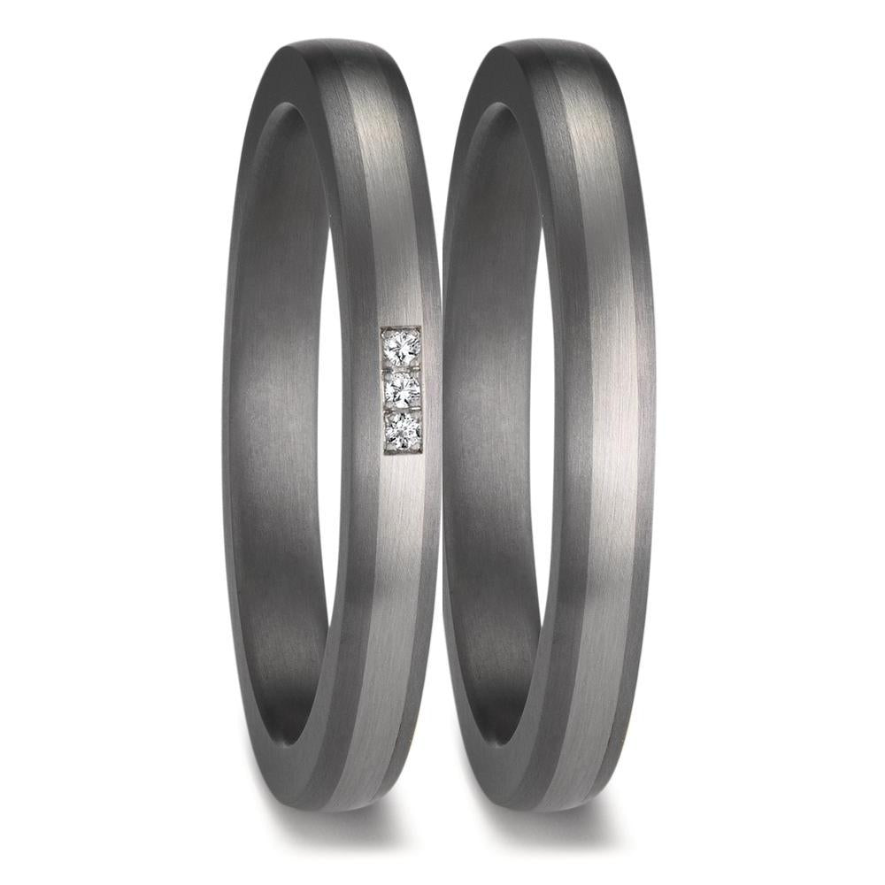 Anello del partner 999 Tantalio, Platino 950 Diamante 0.01 ct, 3 pietra, w-si