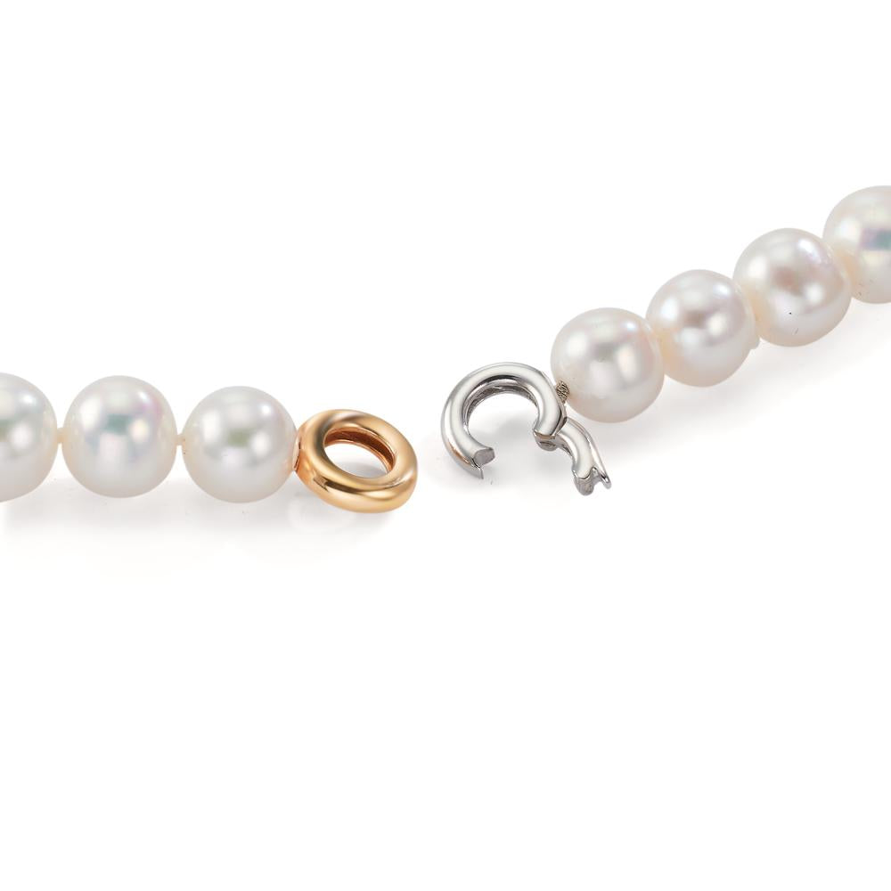 Collana Oro bianco 750/18 carati, Oro rosso 750/18 carati Perla coltivata d'acqua dolce 44 cm