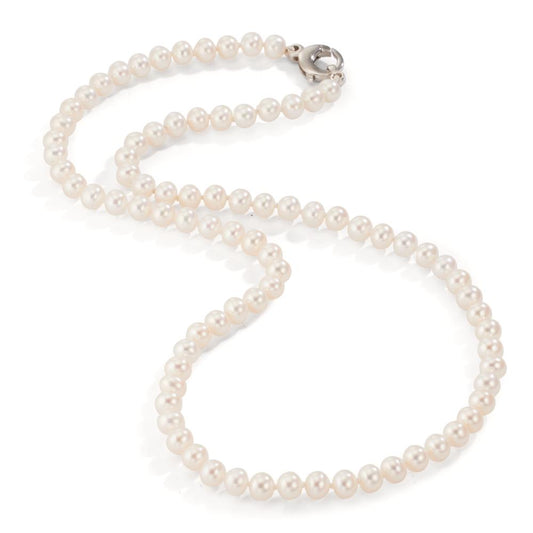 Collana Oro bianco 750/18 carati Perla coltivata d'acqua dolce bianco, 5.5 mm 46 cm