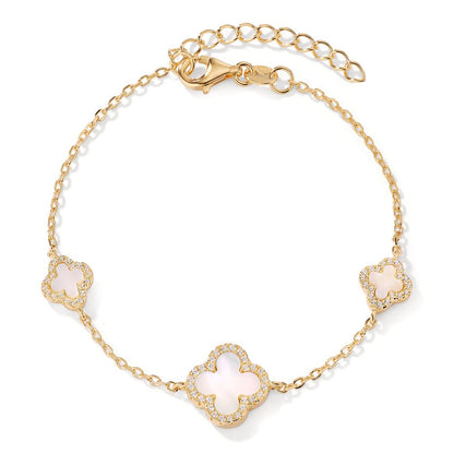 Bracciale Argento Zirconia giallo dorato Madreperla bianco