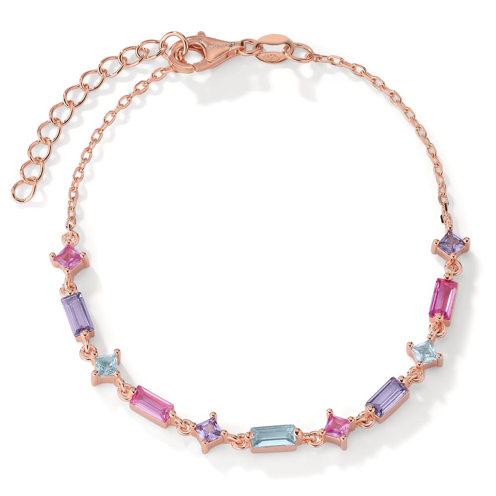 Bracciale Argento Zirconia 11 pietra rosa dorato 16-19 cm