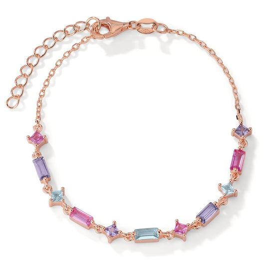 Bracciale Argento Zirconia 11 pietra rosa dorato 16-19 cm