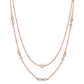 Collana Argento Zirconia 10 pietra rosa dorato [shining Pearls] bianco, 5 mm 40-45 cm