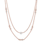Collana Argento Zirconia 10 pietra rosa dorato [shining Pearls] bianco, 5 mm 40-45 cm