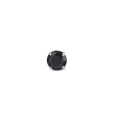 Orecchini a bottone 1 pz Argento Zirconia nero Ø7 mm