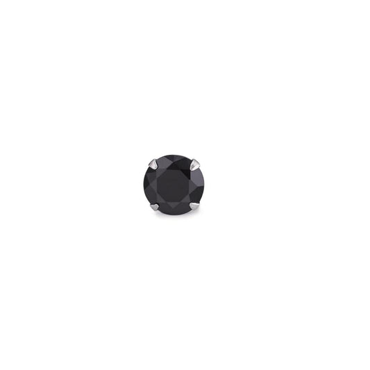 Orecchini a bottone 1 pz Argento Zirconia nero Ø7 mm