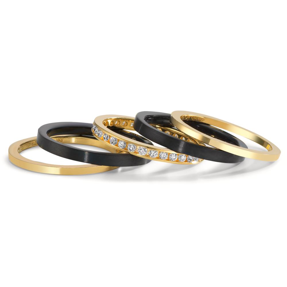 Set di anelli Oro giallo 750/18 carati, Titanio Diamante 0.50 ct, w-si
