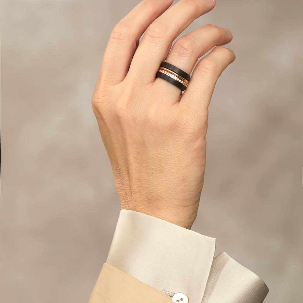 Set di anelli Oro rosso 750/18 carati, Carbonio Diamante 0.50 ct, w-si