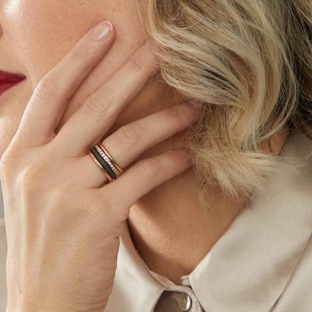 Set di anelli Oro rosso 750/18 carati, Carbonio Diamante w-si