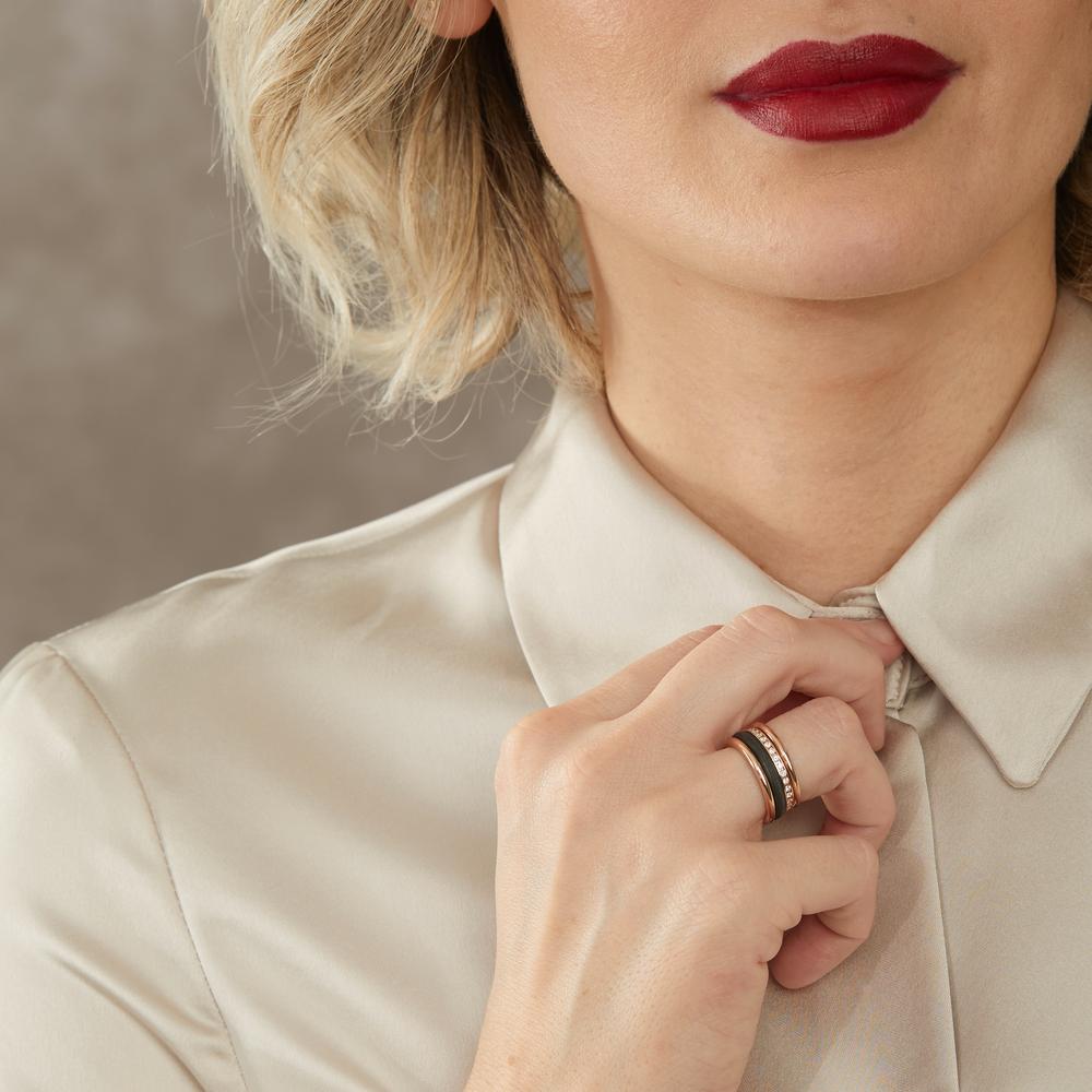 Set di anelli Oro rosso 750/18 carati, Carbonio Diamante w-si