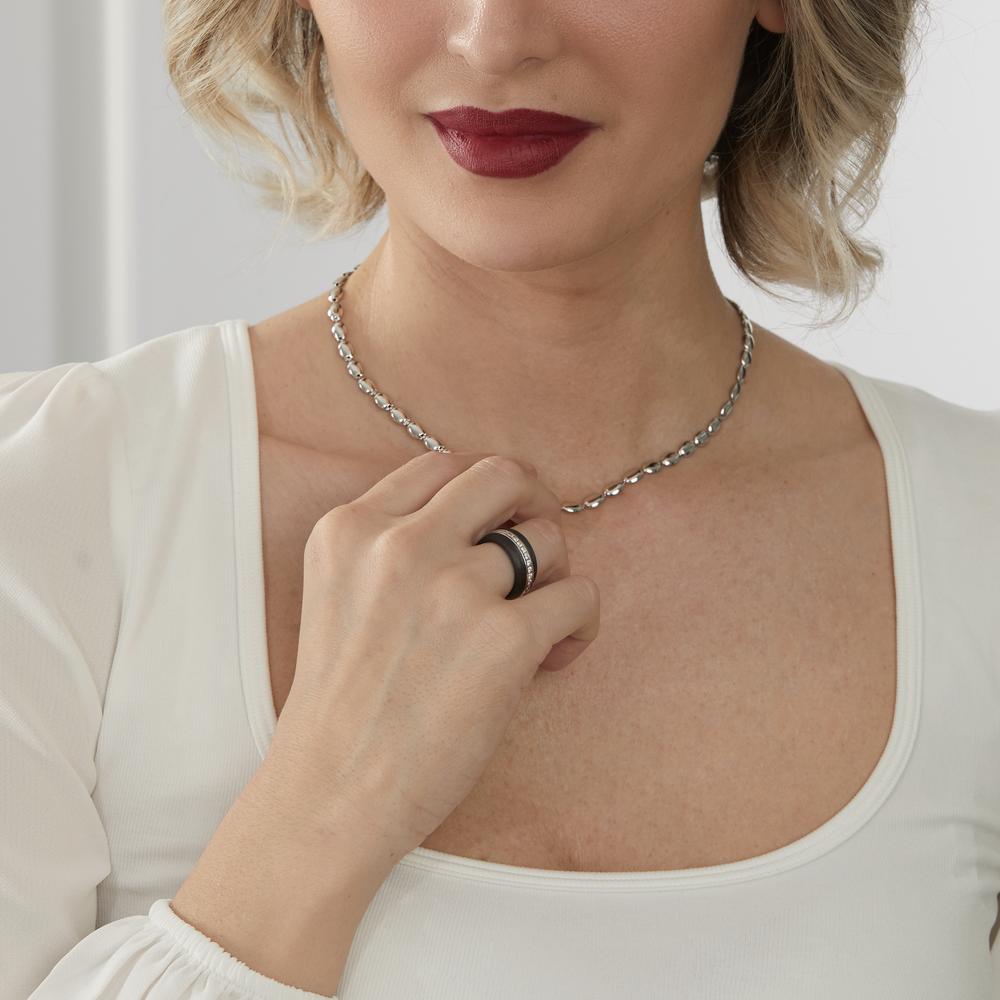 Set di anelli Oro bianco 750/18 carati, Carbonio Zirconia