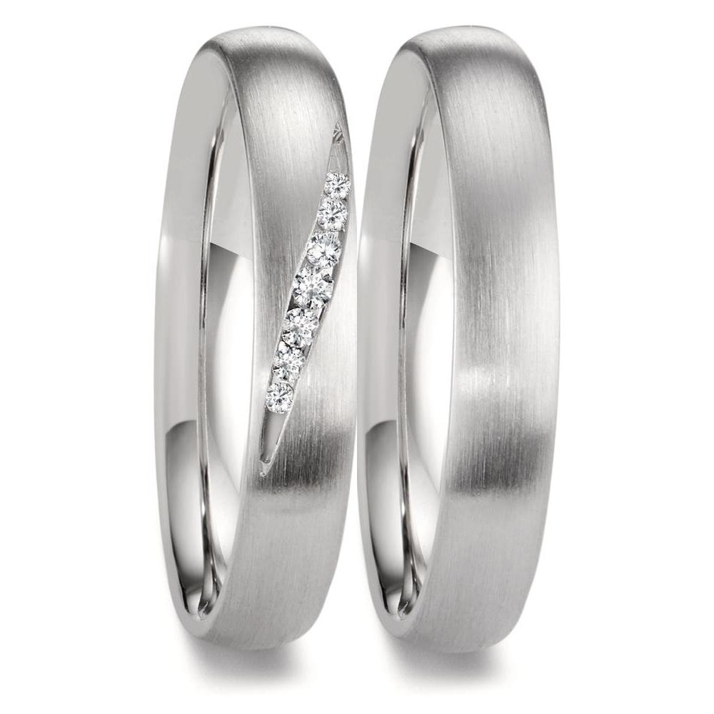 Anello del partner Platino 950 Diamante 0.072 ct, 7 pietra, w-si