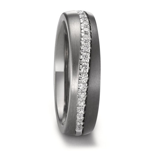 Anello del partner Zirconio, Oro bianco 585/14 kt, Titanio Diamante 0.238 ct, w-si