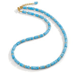 Collana Acciaio inossidabile Amazzonite giallo rivestimento IP 43-46 cm