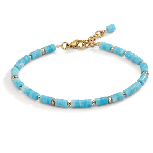 Bracciale Acciaio inossidabile Amazzonite giallo rivestimento IP 20-22 cm