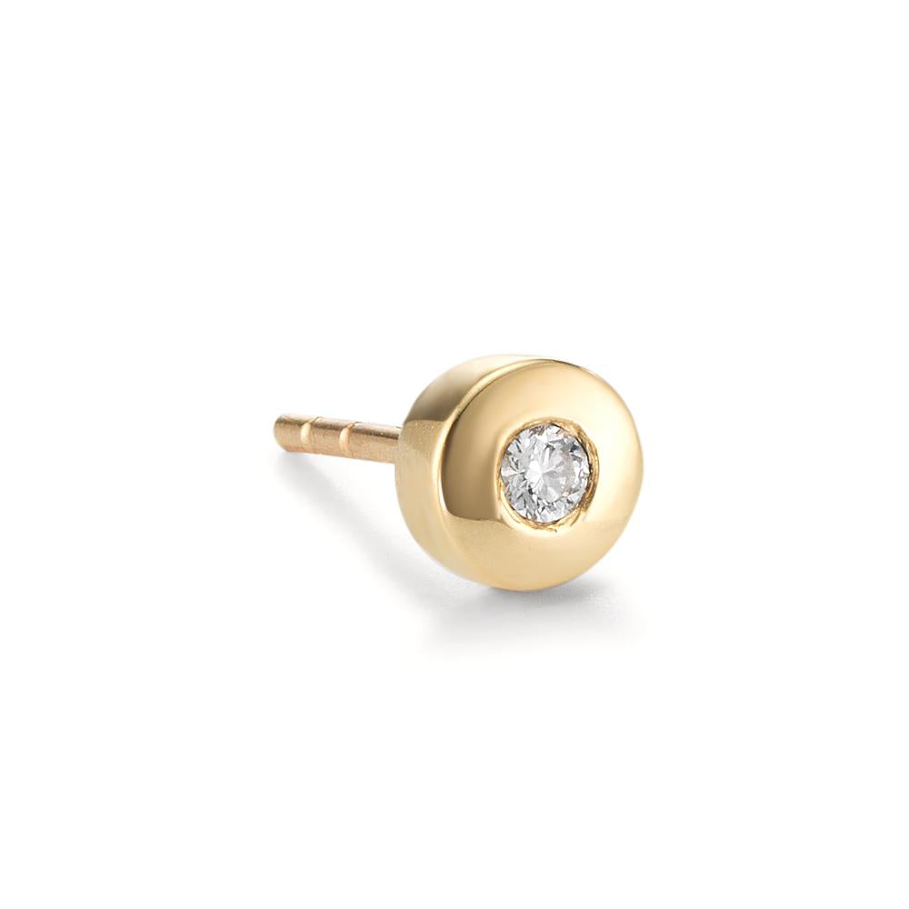 Orecchini a bottone 1 pz Oro giallo 750/18 carati Diamante 0.03 ct, w-si Ø4.5 mm