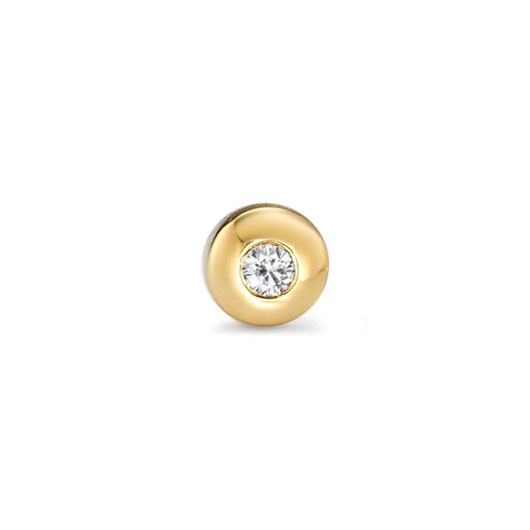 Orecchini a bottone 1 pz Oro giallo 750/18 carati Diamante 0.03 ct, w-si Ø4.5 mm