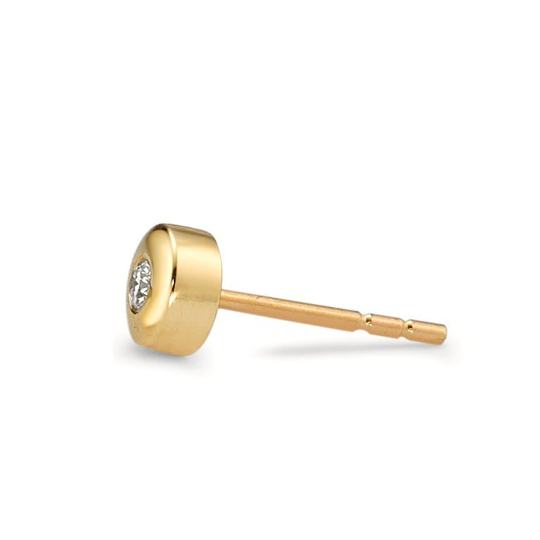 Orecchini a bottone 1 pz Oro giallo 750/18 carati Diamante 0.03 ct, w-si Ø4.5 mm