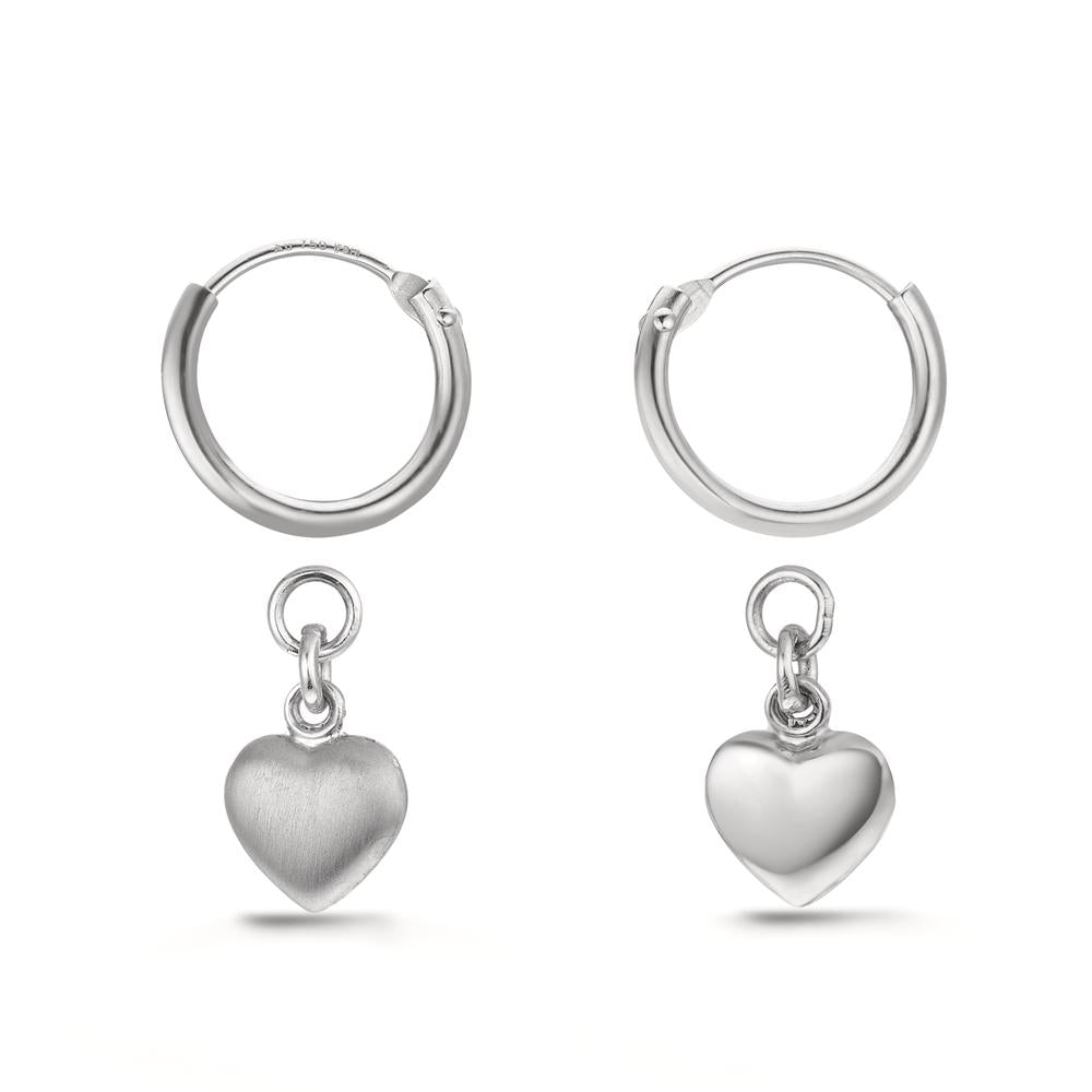 Orecchini a cerchio con pendente Argento Cuore