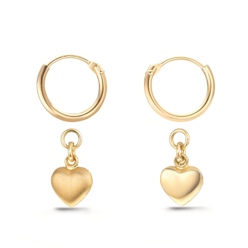 Orecchini a cerchio con pendente Oro giallo 750/18 carati Cuore