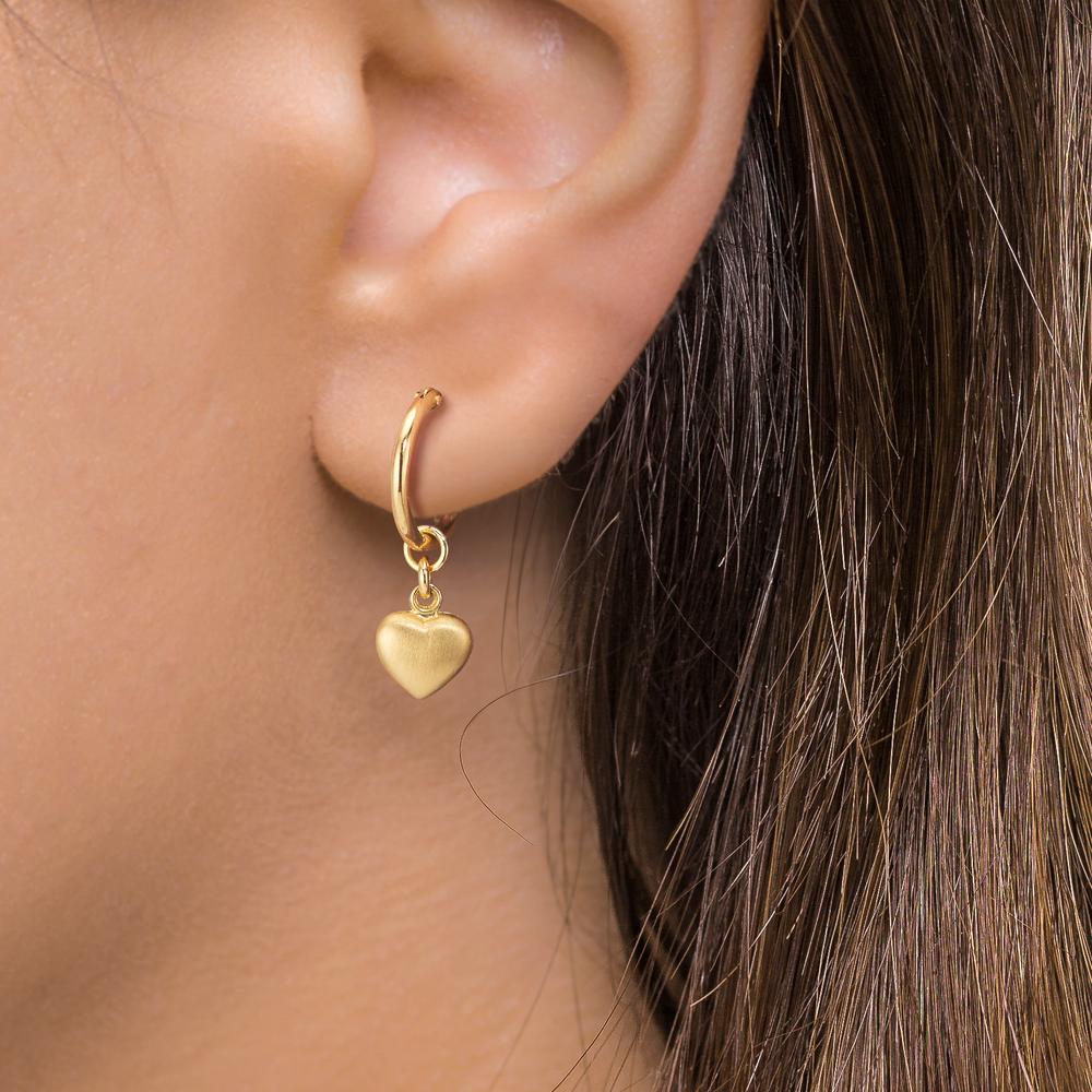 Orecchini a cerchio con pendente Oro giallo 750/18 carati Cuore
