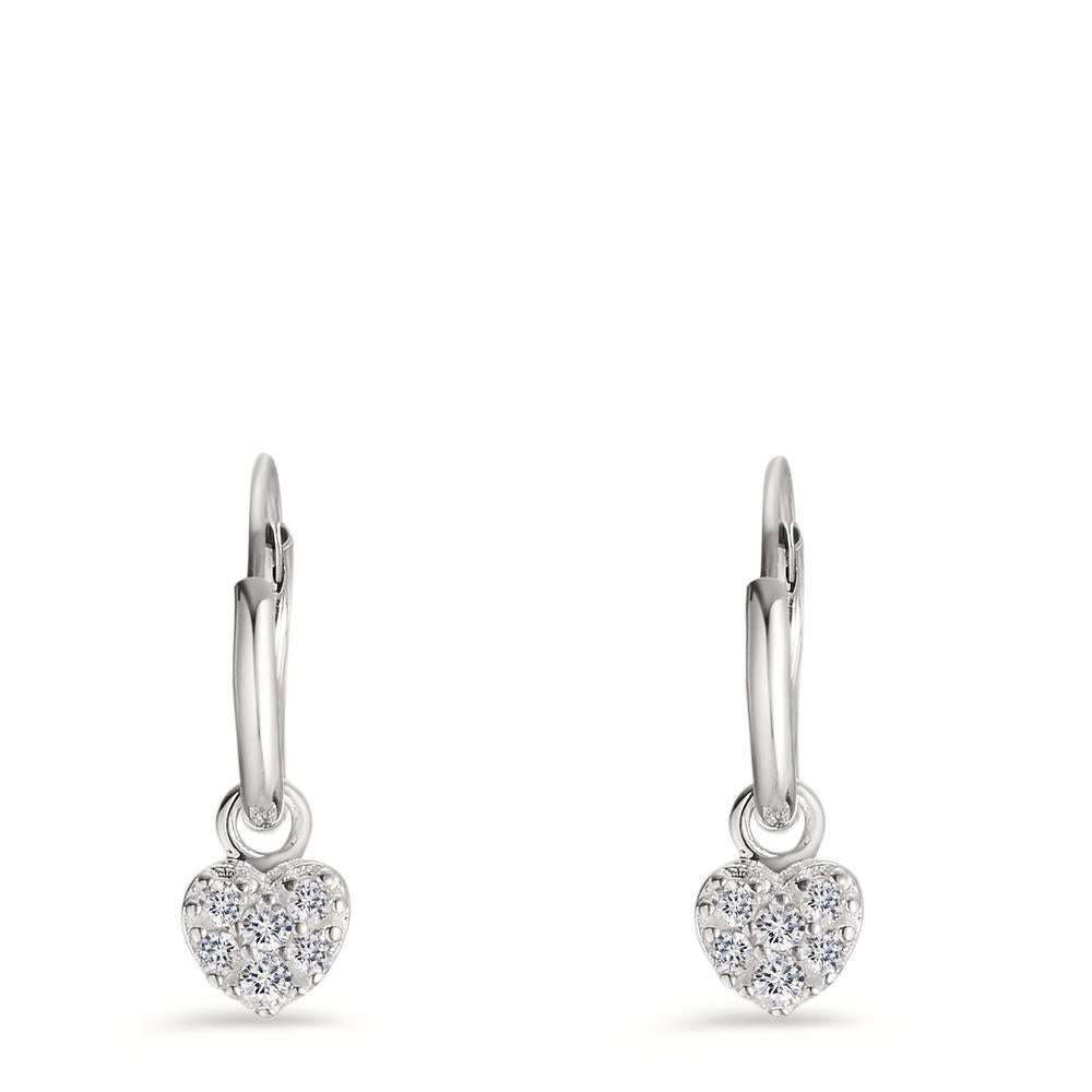Orecchini a cerchio con pendente Argento Zirconia 6 pietra Cuore