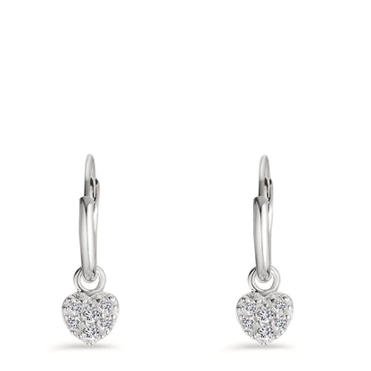 Orecchini a cerchio con pendente Argento Zirconia 6 pietra Cuore