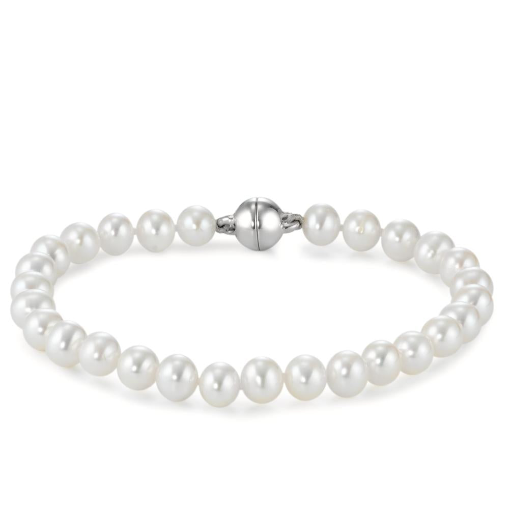 Bracciale Argento rodiato Perla coltivata d'acqua dolce bianco 6-7 mm 21 cm
