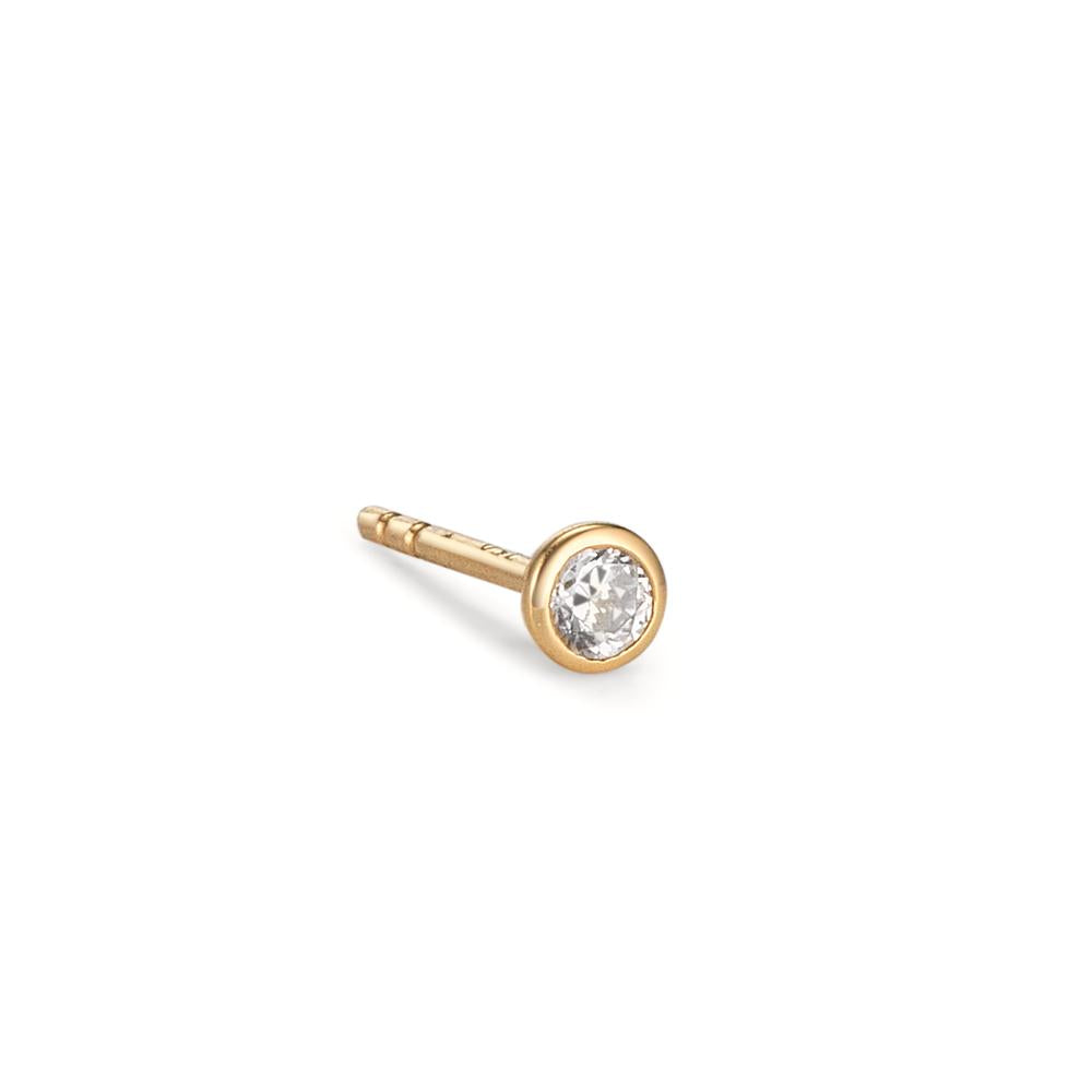Orecchini a bottone 1 pz Oro giallo 750/18 carati Zirconia Ø3 mm