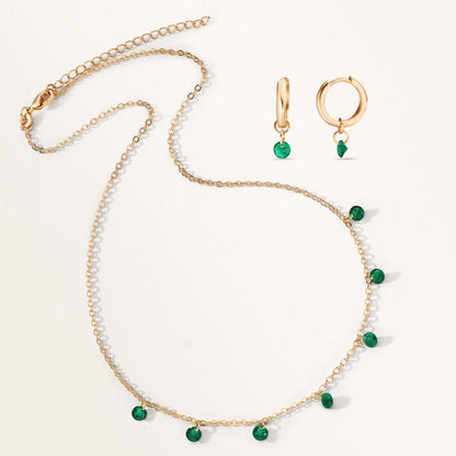 Orecchini a cerchio con pendente Bronzo Zirconia verde