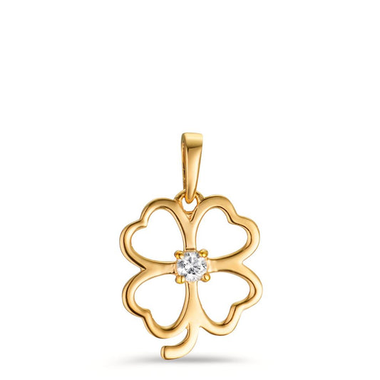 Ciondolo Argento Zirconia dorato Trifoglio Ø13.5 mm