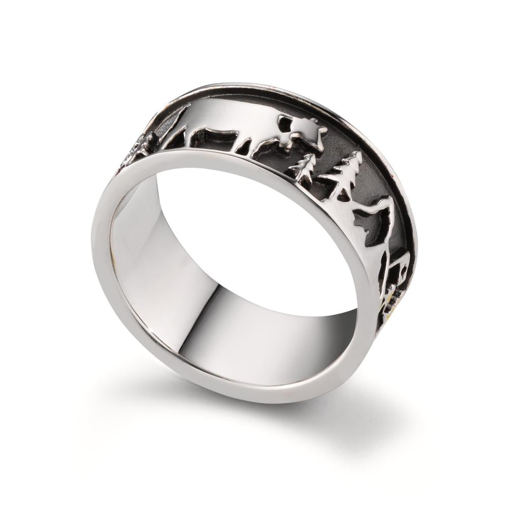 Anello Argento nero rodiato