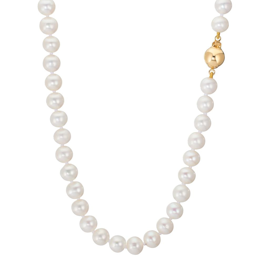 Collana Oro giallo 750/18 carati Perla coltivata d'acqua dolce bianco 6-7 mm 50 cm