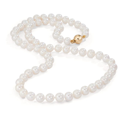 Collana Oro giallo 750/18 carati Perla coltivata d'acqua dolce bianco 6-7 mm 50 cm