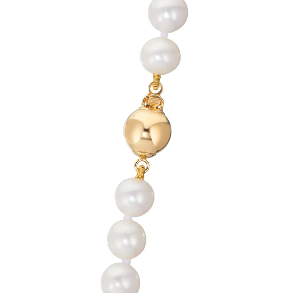 Collana Oro giallo 750/18 carati Perla coltivata d'acqua dolce bianco 6-7 mm 50 cm
