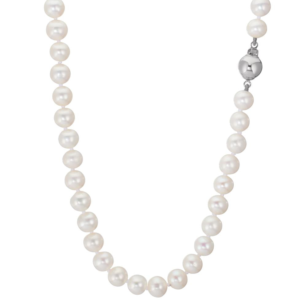 Collana Oro bianco 750/18 carati Perla coltivata d'acqua dolce bianco 6-7 mm 50 cm