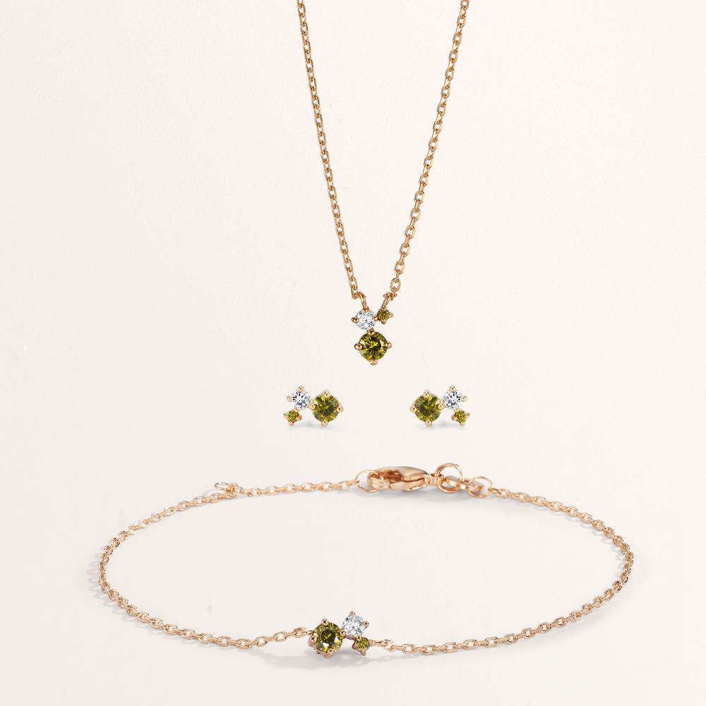 Bracciale Bronzo Zirconia verde, 3 pietra 16-18 cm