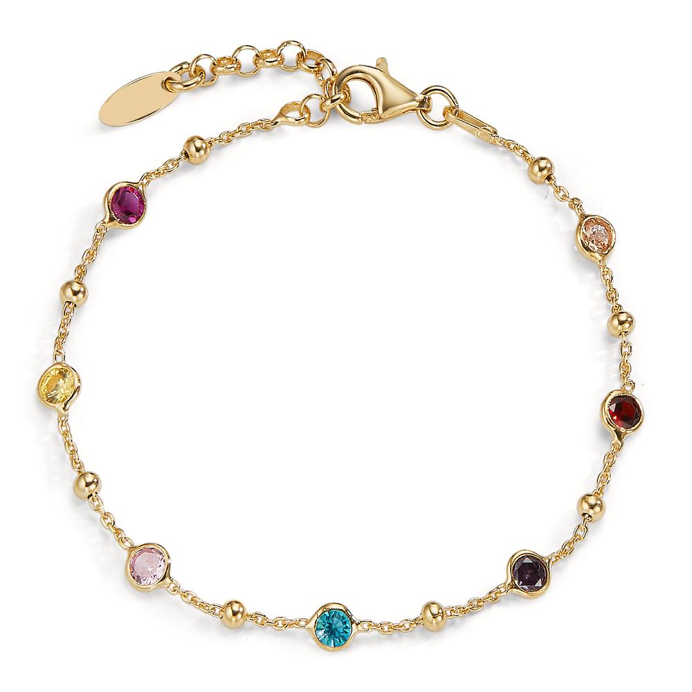 Bracciale Argento Zirconia colorato, 7 pietra giallo dorato 17-19 cm