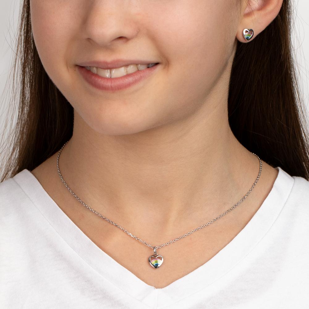 Orecchini a bottone Argento rodiato Cuore Ø7.5 mm